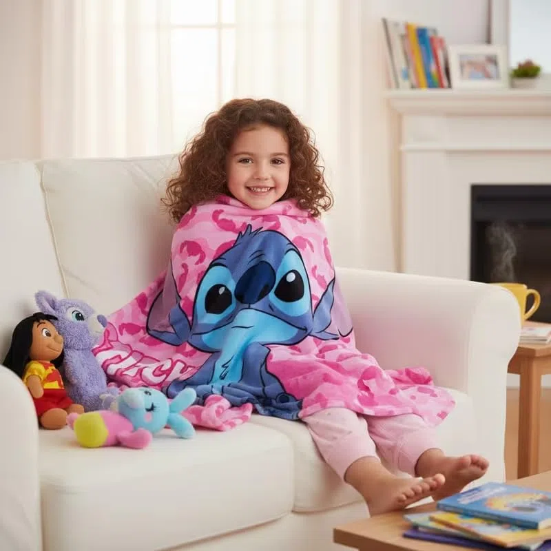 ILS I LOVE SHOPPING Coperta Plaid Morbida e Calda 100x140cm per Bambini Pile con stampa (LILO & STITCH)