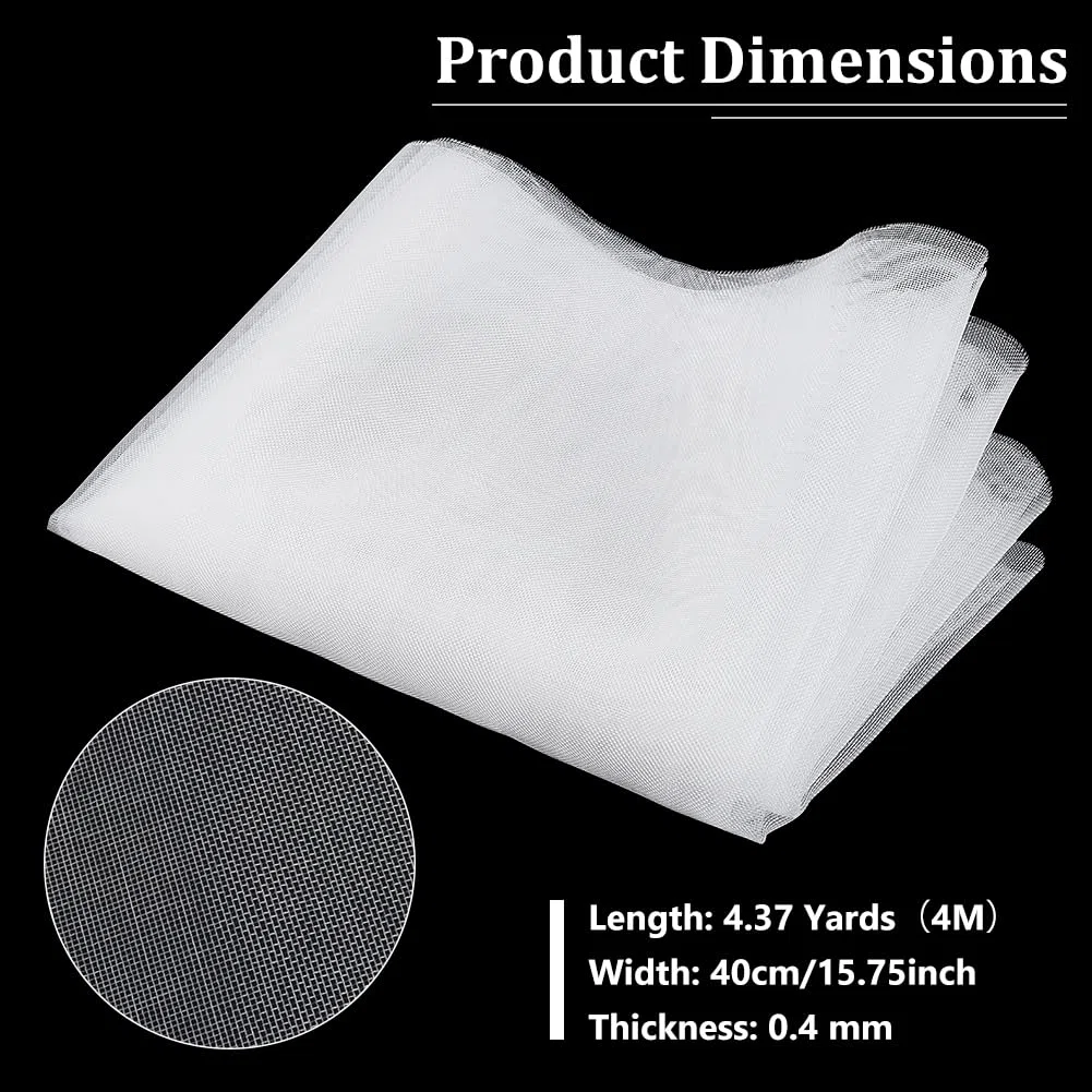 BENECREAT 40 x 400 cm, tessuto a rete in nylon con filtro a maglia fine da 30 micron, colore bianco, filtro a rete in nylon per vernice, birra domestica, spessore 0,4 mm