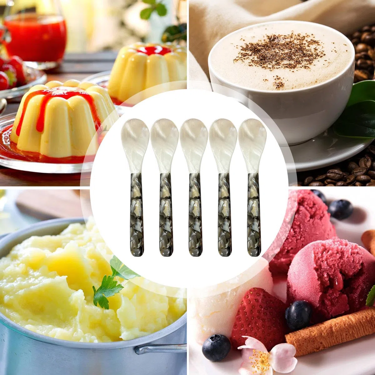 Set di 5 cucchiai per caviale, cucchiai decorativi in madreperla, per caviale, uova, caffè