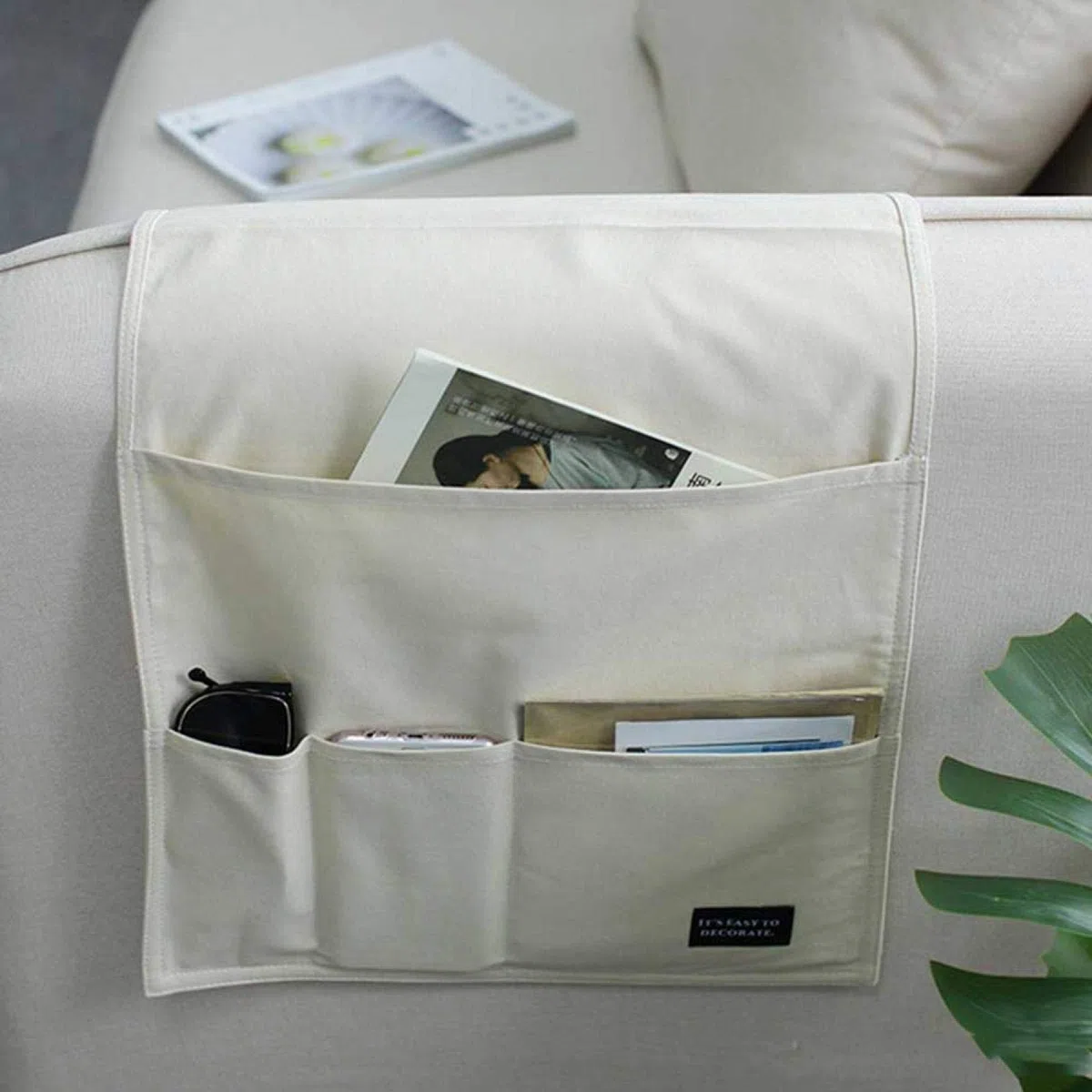 Borsa portaoggetti laterale del bracciolo del divano, bracciolo del divano salvaspazio solido grande telecomando per TV, oggetti vari, organizzatore, borsa portaoggetti