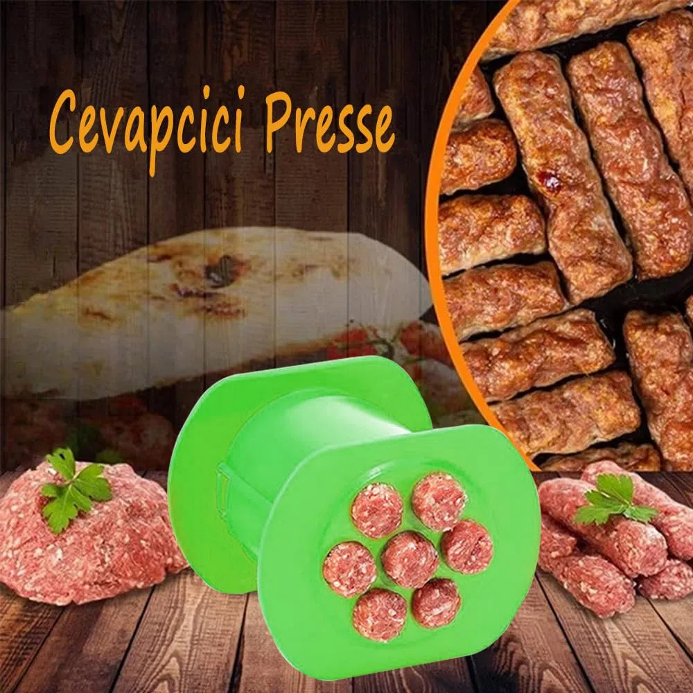 Cevapcici Presse - Cevapcici Maker, 7 fori Hot Dog Maker, Macchina manuale Cevapcici per salsicce fatte in casa (verde)