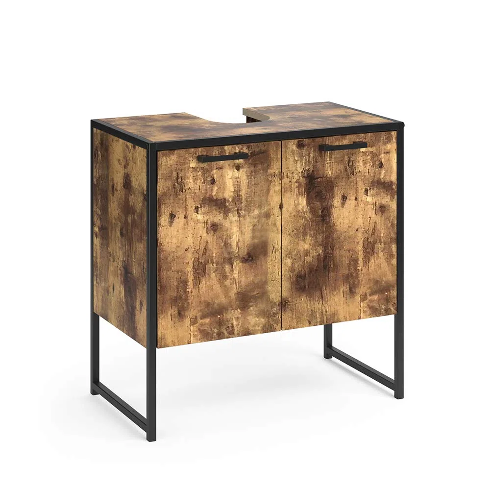 Vicco Mobile sottolavabo per bagno Fyrk, Legno antico, 60 x 60 cm, con intaglio per sifone per il montaggio sotto il lavandino