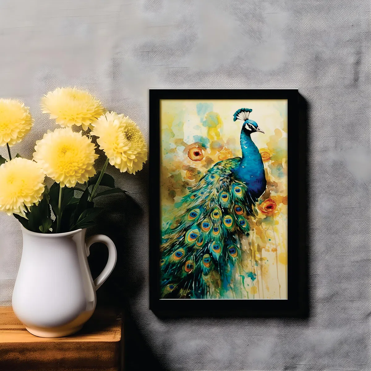 Carta di riso colorata con Pavone, 29 x 40cm (1pc) - per decoupage di poster per mobili da CRAFT KREATIVELY