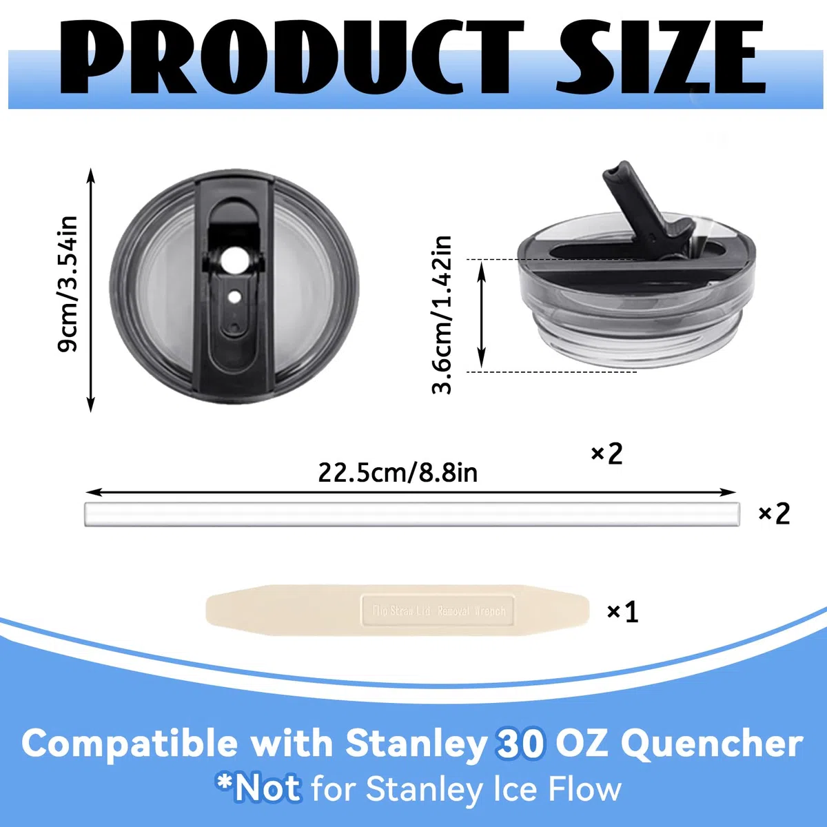 2 Stanley Cup a prova di perdite, coperchio di ricambio per Stan-ley 30 oz, coperchio per Stanley Cup, accessori per Stanley Cup, con 2 cannucce e 1 Strumenti ausiliari di smontaggio(2 nero)