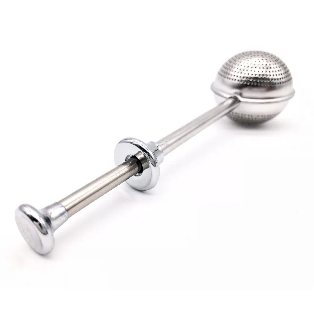Infusore per Tè a Sfera,Forma Di Palla Spinta Stile Colino per tè Acciaio Inossidabil Filtro de Tè,con Manico Lungo(Set di 2)