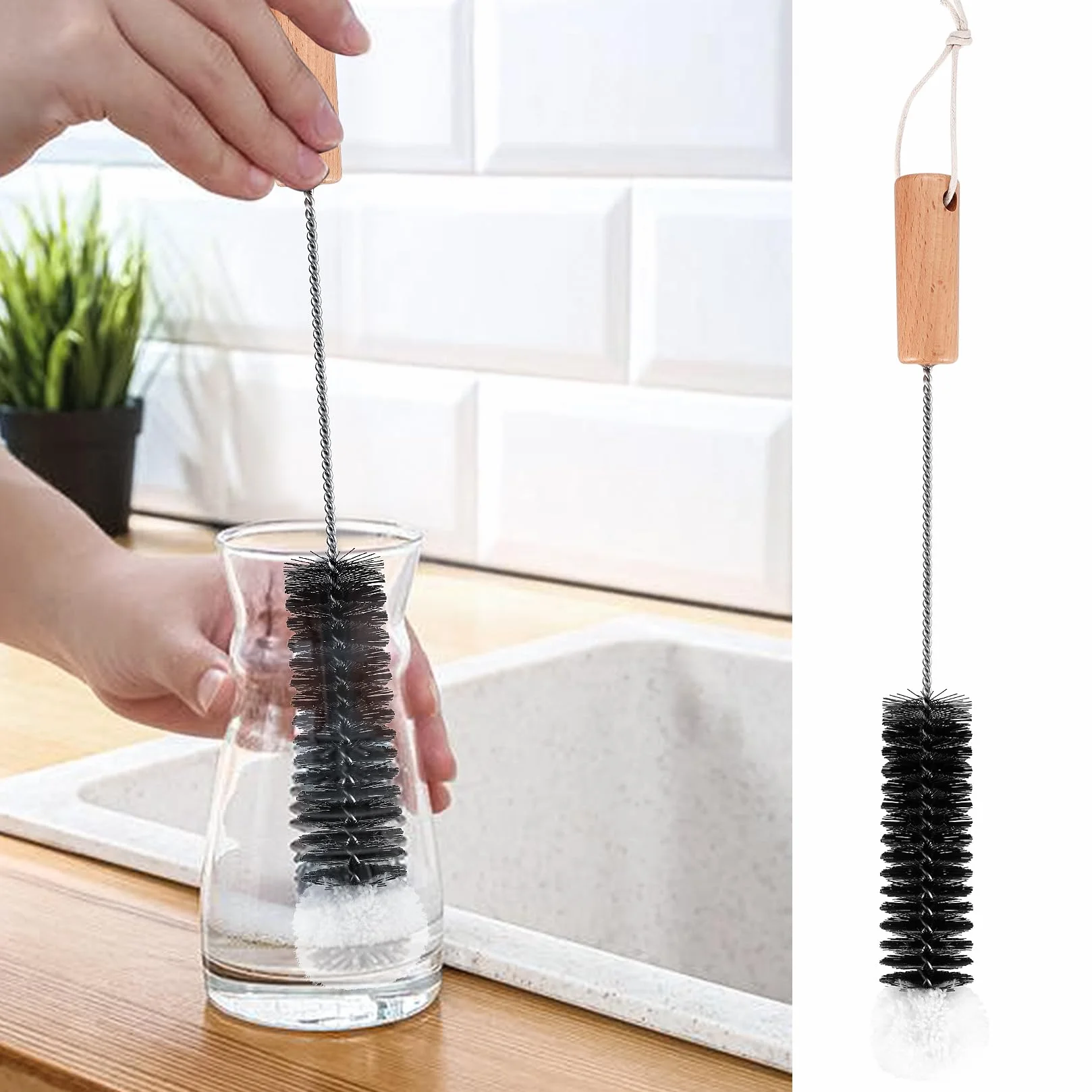 2 Pz Spazzola Bottiglie Pulizia Compatibile con SodaStream Bottiglie Vetro, Spazzola per Borraccia Pulizia, Scovolino Bottiglie Compatibile con Sodastream Bottiglie di Vetro per Soda Stream Acqua