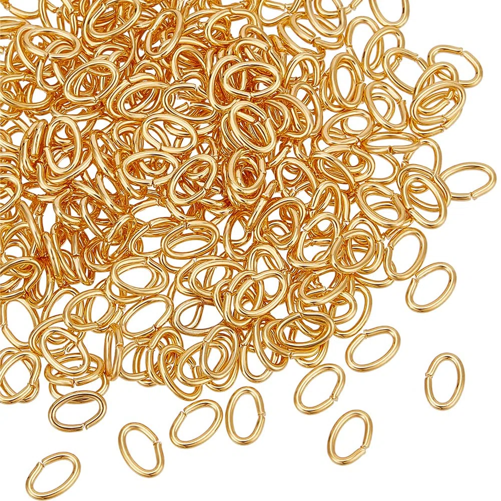 Beebeecraft 1 Scatola 300 Pezzi Anelli di Salto Aperti Placcati Oro 18K Anelli di Collegamento Ovali Connettori Collegamenti di Gioielli per Creazione di Gioielli Fai Da Te