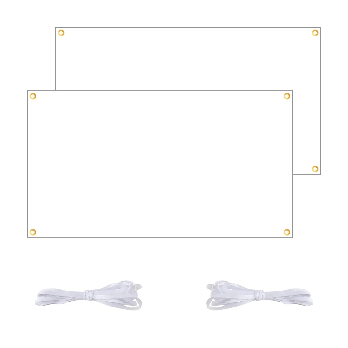 2 Set Striscione Bianco Verniciabile, Striscioni Vergini Grande, 180 x 100cm, Tinta Unita Banner per Fai Da Te Disegno Eventi, Striscione da Appendere con Corda da 6m per Matrimonio Compleanno