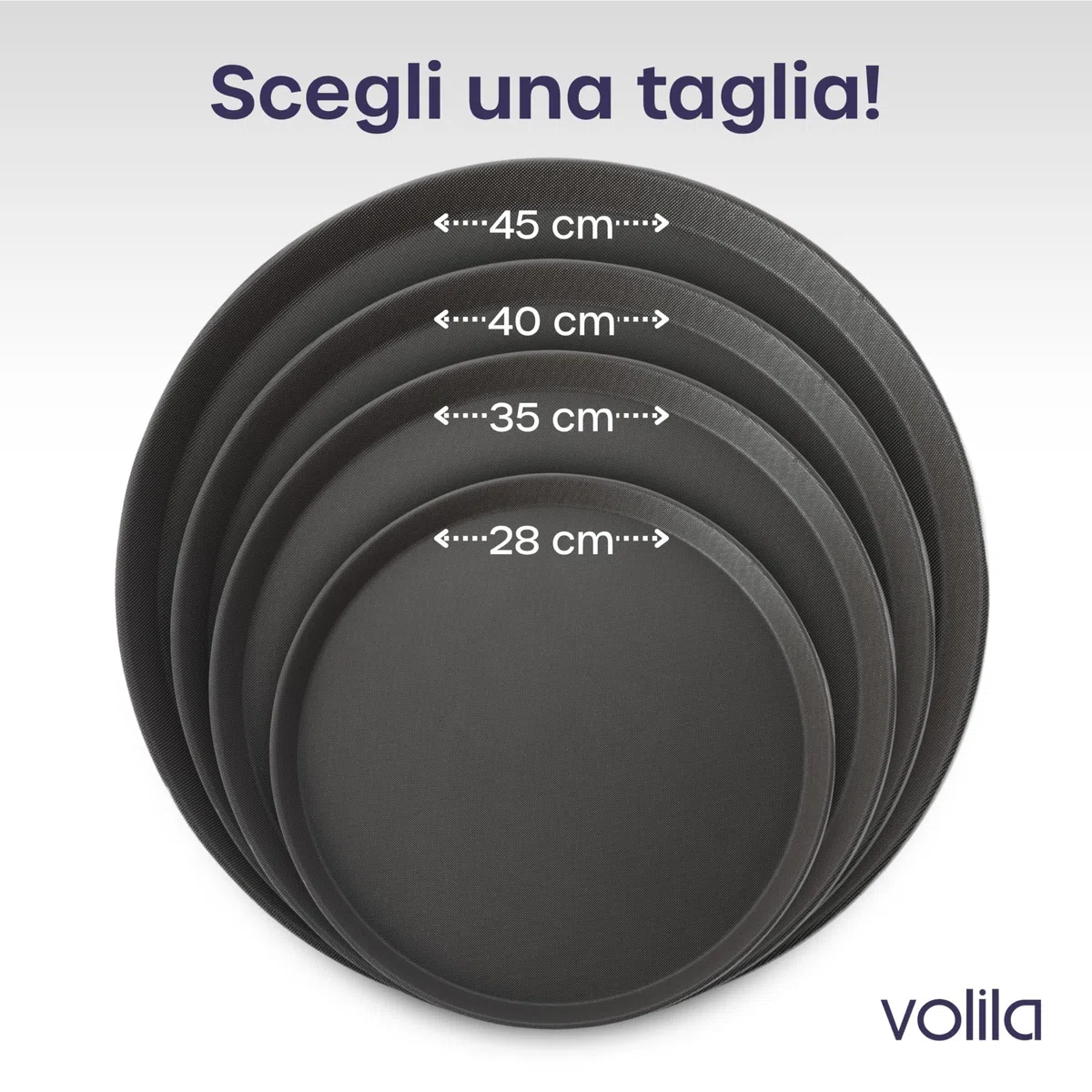 Vassoio da portata rotondo, antiscivolo, per tavolo, bevande, cucina, casa, bar e ristoranti (28 cm, 2 pezzi)