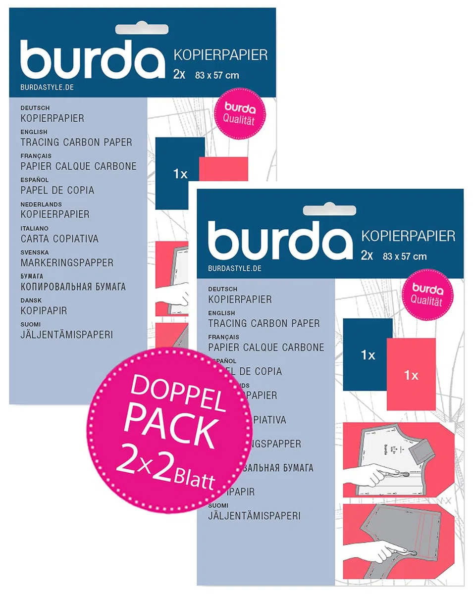 Burda Style - Confezione doppia di carta per fotocopiatrice, 2 x 2 fogli, 83 x 57 cm, colore: Blu/Rosso