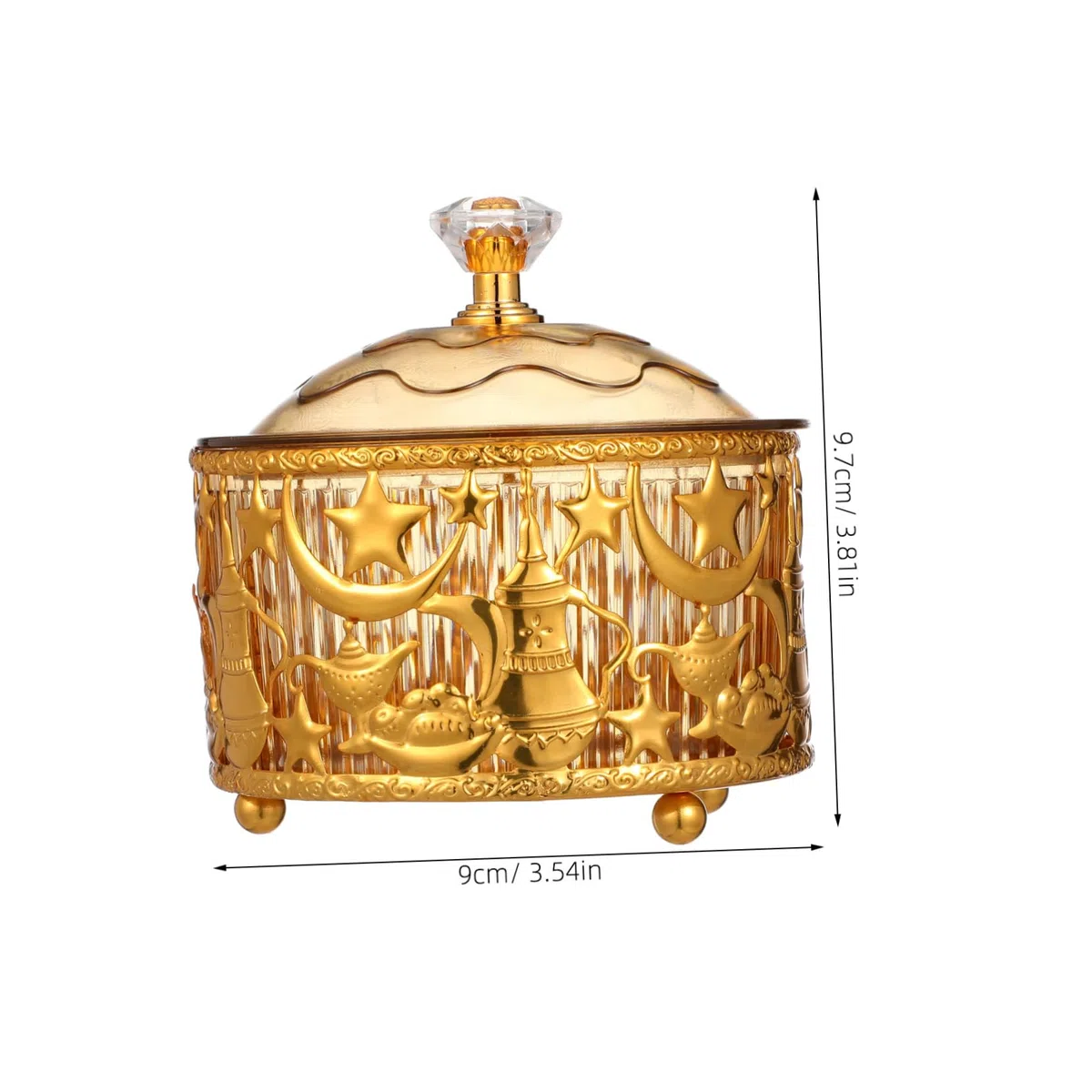 Vassoio Tradizionale Per Servire Snack Con Coperchio Metallo Contenitore Per Dessert e Dolci Organizer Per Alimenti Per Festività e Celebrazioni Di Eid Decorazione Mediorientale