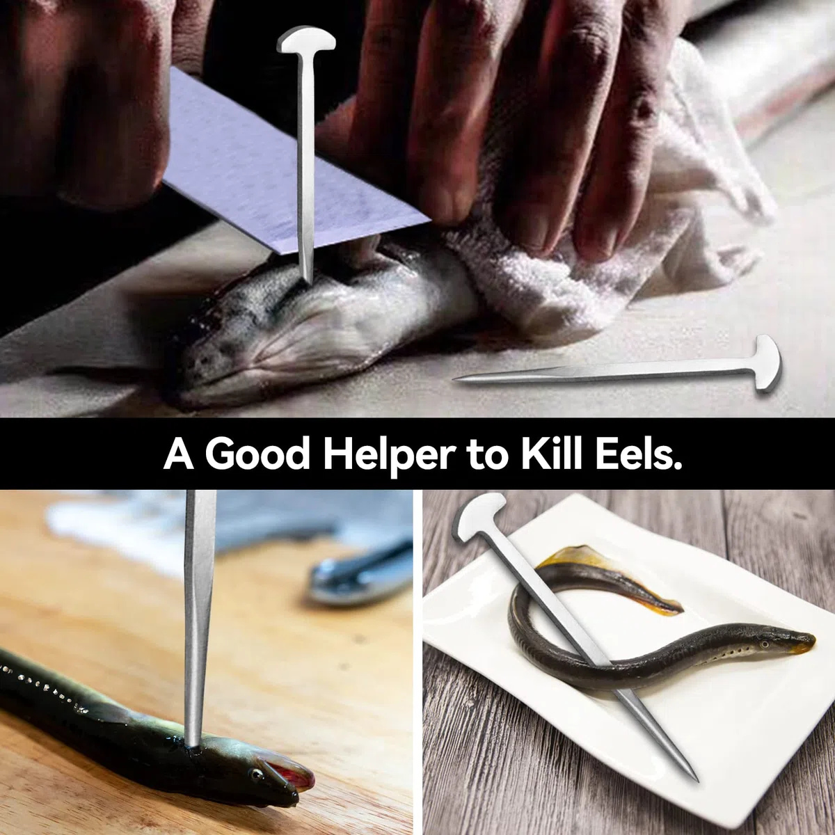 T Anguilla Spike, Coltello Acciaio Inossidabile a Forma di T Pesce Anguilla Chiodo Pesce Strumento per Carpa, Pesce Gatto, Negozio di Sushi Giapponese, Homr, Cucina Strumenti per chef di sushi 15 cm