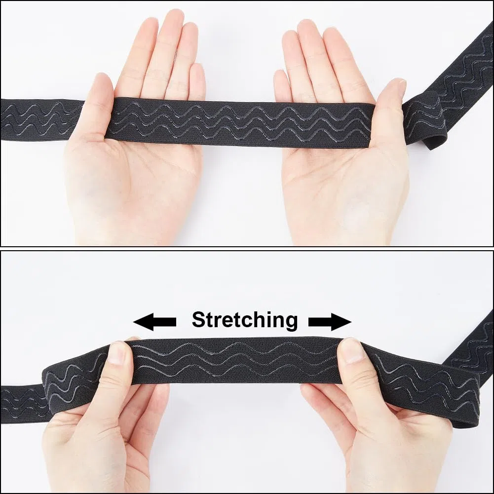 GORGECRAFT 5 m di Nastro Elastico in Silicone 31 mm Antiscivolo Nero Elasticizzato Nastro di Presa per Nastro per Cucito Artigianale Parrucca Parrucca Accessori di Abbigliamento