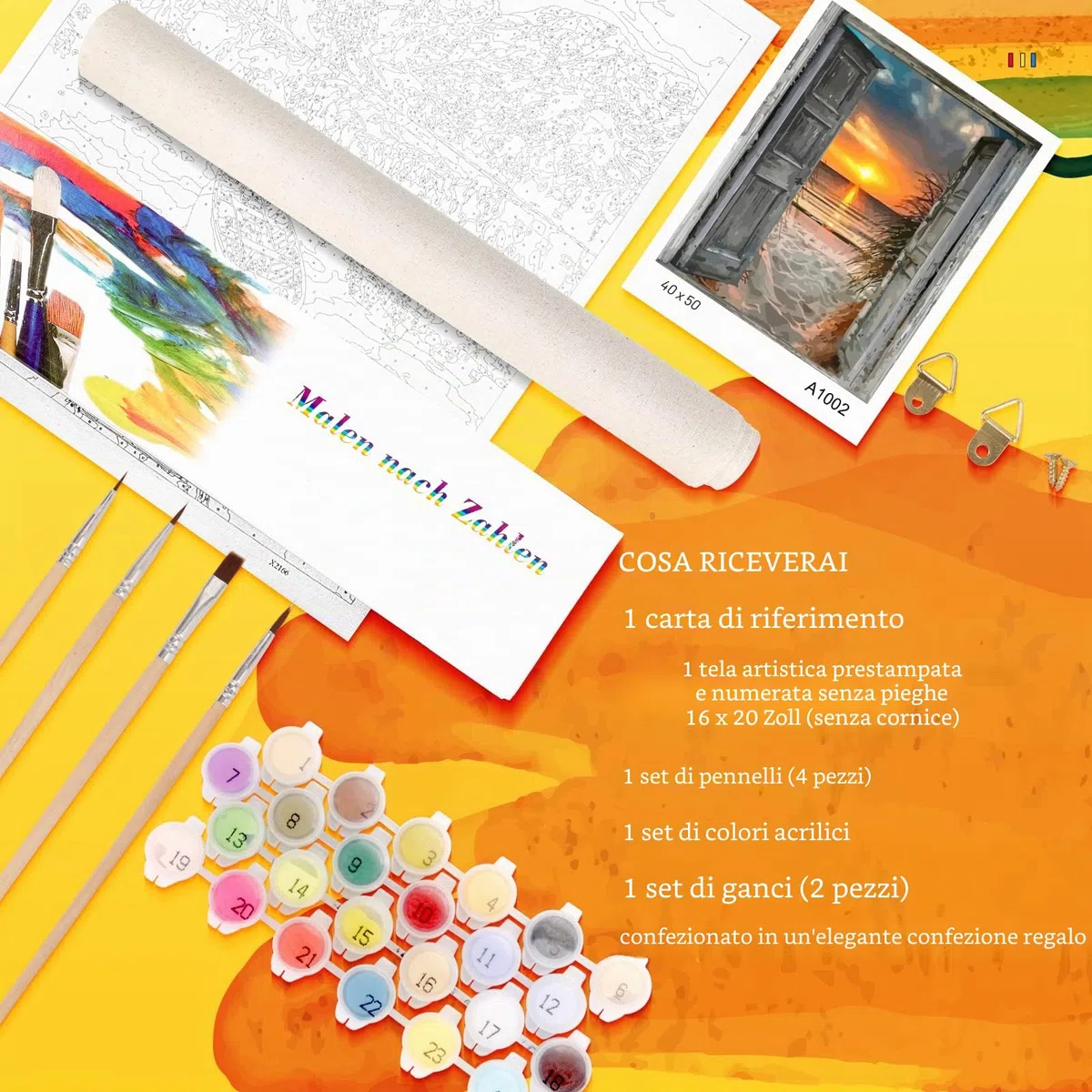 Hjjdiyes Dipingere con i numeri, adulti, tramonto al mare, fai da te, dipinto a mano, kit per pittura a olio, con tela senza pieghe, pennelli e vernice acrilica, paesaggio come regalo, 40 x 50 cm