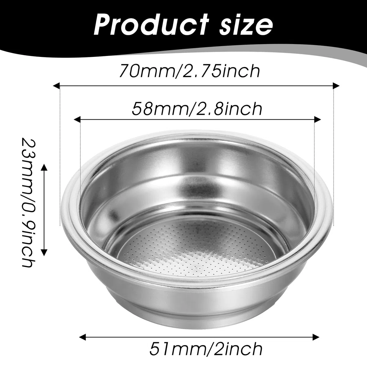 Oruola Cestino portafiltro da 58 mm, filtro per caffè a doppio strato in acciaio inossidabile, filtro poroso pressurizzato a doppia tazza da 58 mm, per accessori di ricambio per macchine da caffè