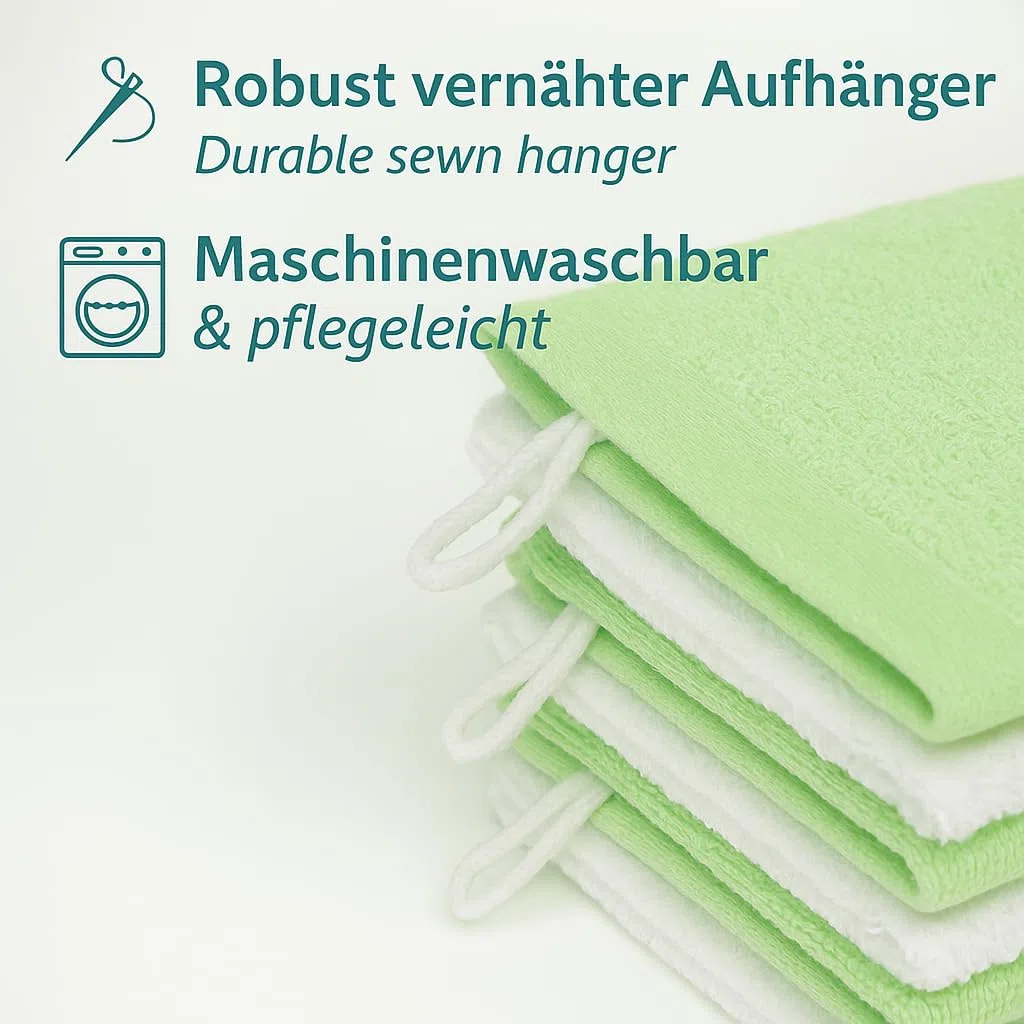 Betz 10 guanti da bagno manopola Palermo 100% cotone misure 16 x 21 cm colore bianco e verde
