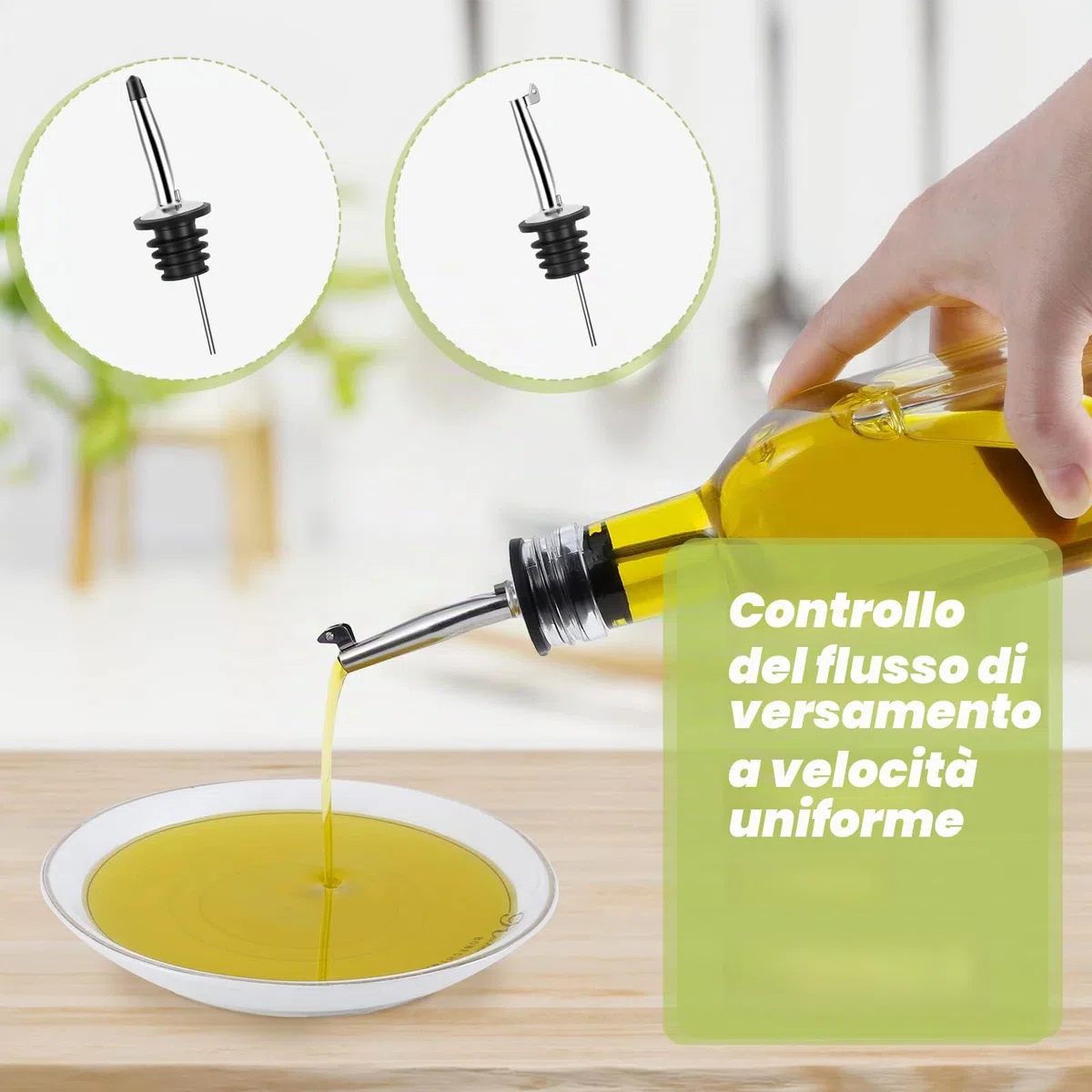 Bottiglia d'olio, 2 confezioni da 500 ml, set di dispenser per aceto e olio, bottiglia di olio d'oliva, contenitore con imbuto copertura antivegetativa di vetro per cucina e barbecue