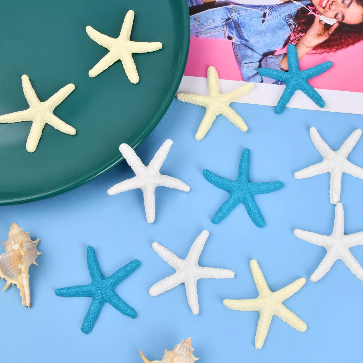 15 Pezzi Stelle Marine Decorative, Stella Marina in Resina, Decorazioni Miniature