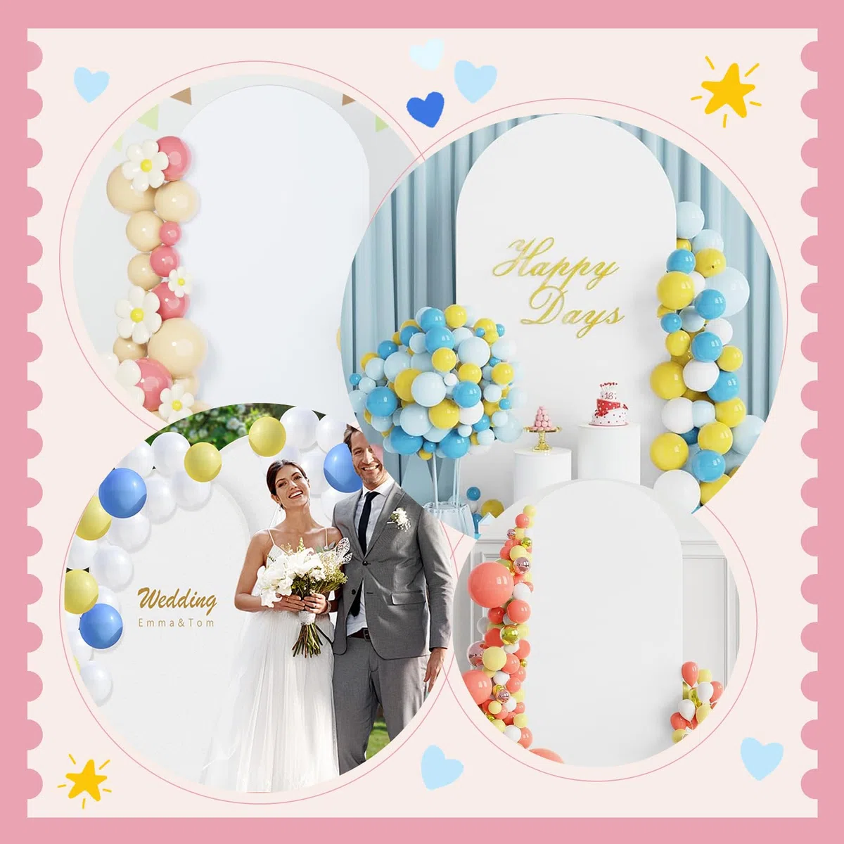 Sfondo a forma di arco bianco - 80x180 cm Sfondo a forma di arco, parte superiore rotonda, doppio lato, copertura della cornice, copertura dello sfondo per festa di compleanno, cerimonia, banchetto