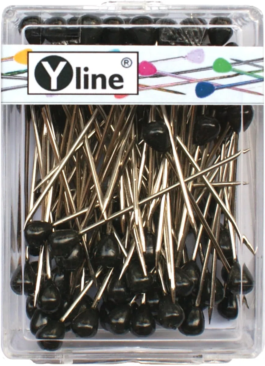 Spilli da tappezziere, set di 100 pezzi con testa in plastica nera ca. 60 mm, spilli per gioielli, misura grande, 0717-SW