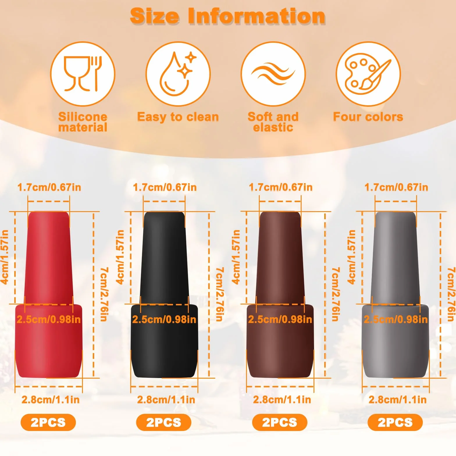Sicure Tappi Colorati per Bottiglie, 8 Pcs Tappo per Vino in Silicone, Tappi per Bottiglia in Silicone Riutilizzabileper Diversi tipi di Bottiglie di Vetro per Conservare ​la Birra Champagne