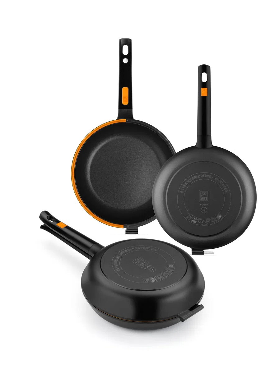 BRA Efficient Duo | Padella per frittata da 26 cm, fusione di alluminio, antiaderente Platinum Plus, senza PFOA, adatta a tutti i piani cottura e a induzione, Nera