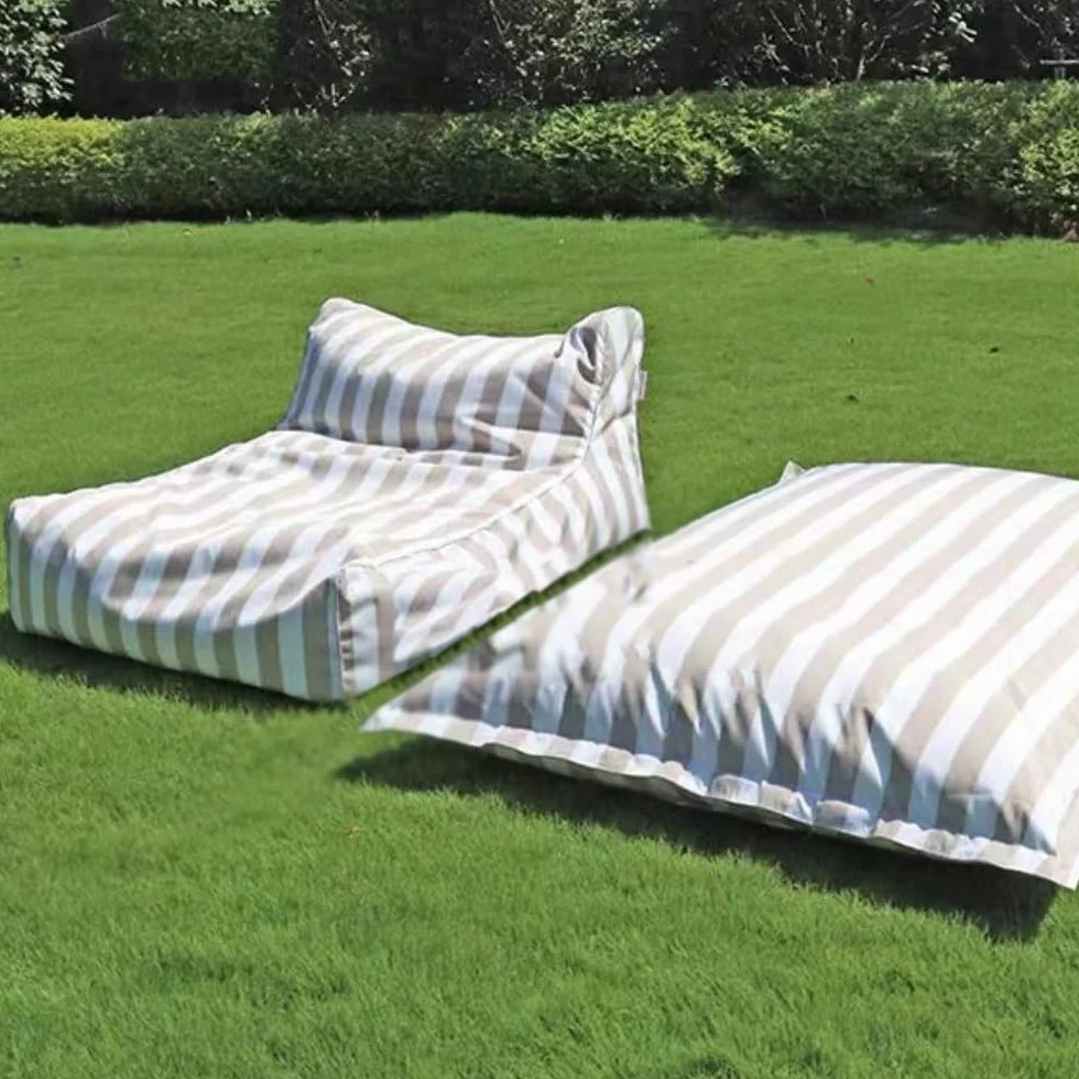 SXBCyan Copertura per Pouf Galleggiante (senza imbottitura) poltrona a sacco da piscina per adulti, in tessuto Oxford a righe, per sedia a sdraio da spiaggia e giardino(Black-stripe)