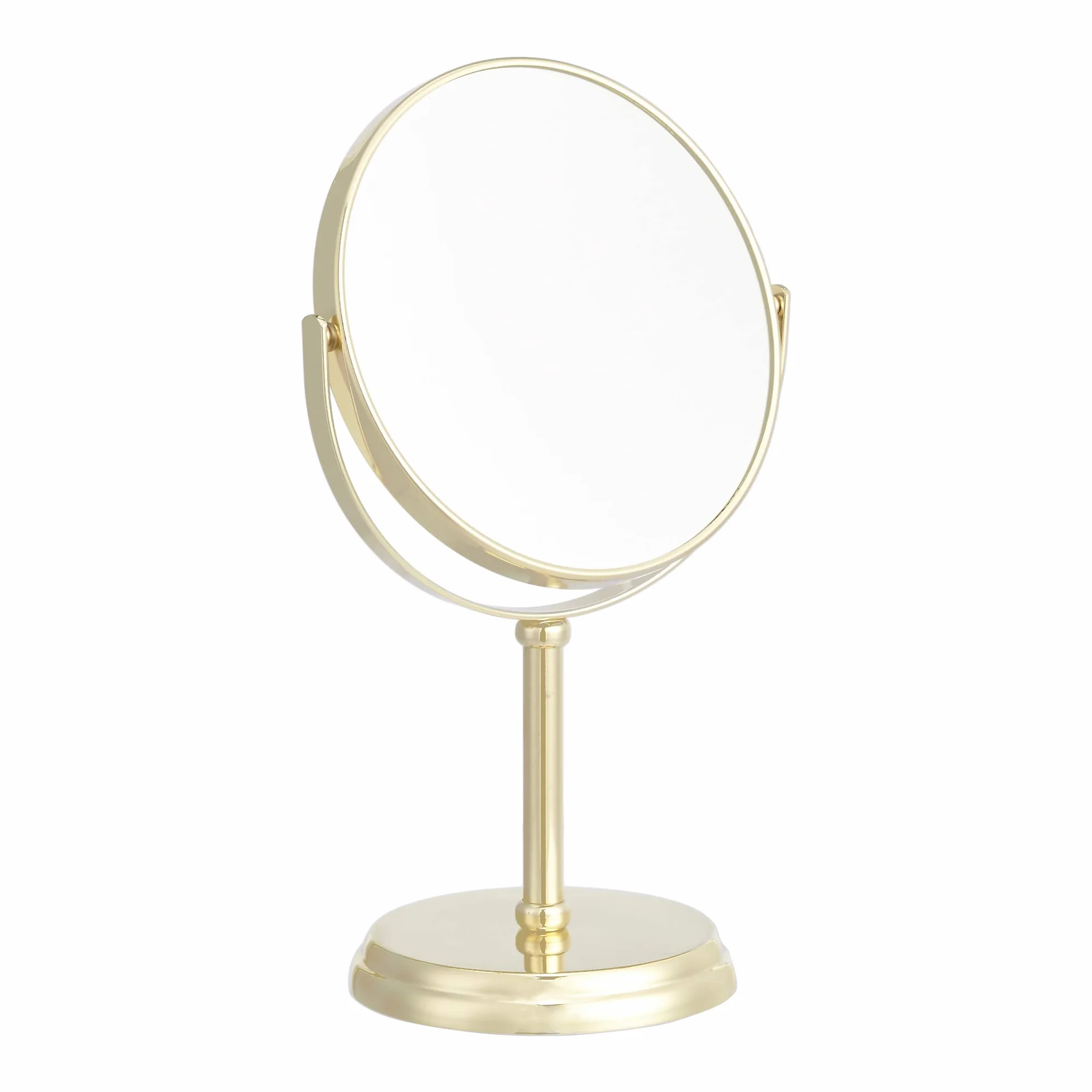 Amazon Basics Specchio Rotondo cosmetico Da tavolo, ingrandimento 1x/5x, 18.3 x 12.5 x 30 cm, oro, 7.2L x 4.92W cm
