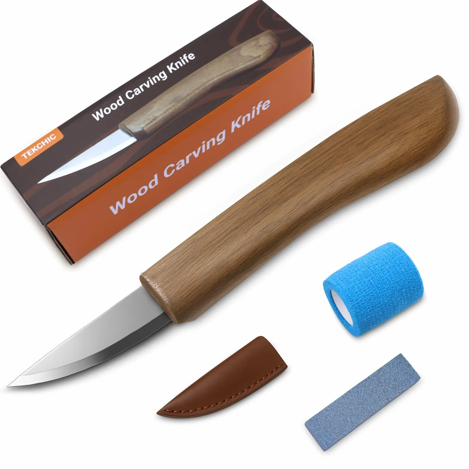 Coltello da intaglio in legno per principianti, con fodero in pelle, per adulti, professionisti e appassionati di intaglio del legno, strumenti di sicurezza per la lavorazione del legno
