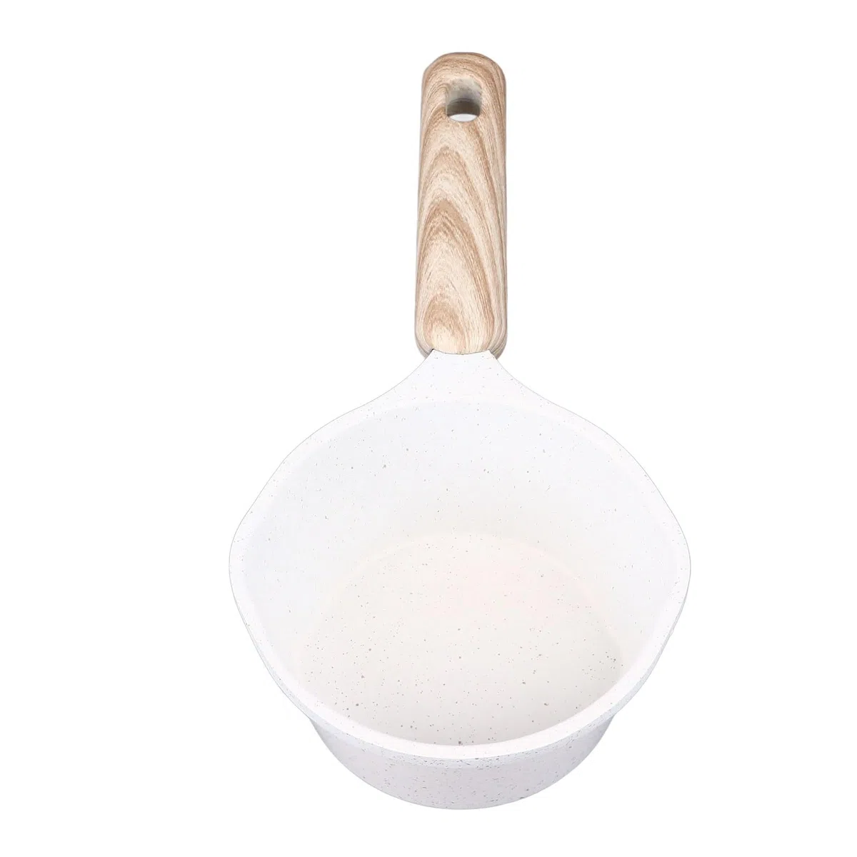 Pentola, pentolino per latte piccolo in pietra medica con manico in legno, pentola antiaderente per cucinare (Bianca)