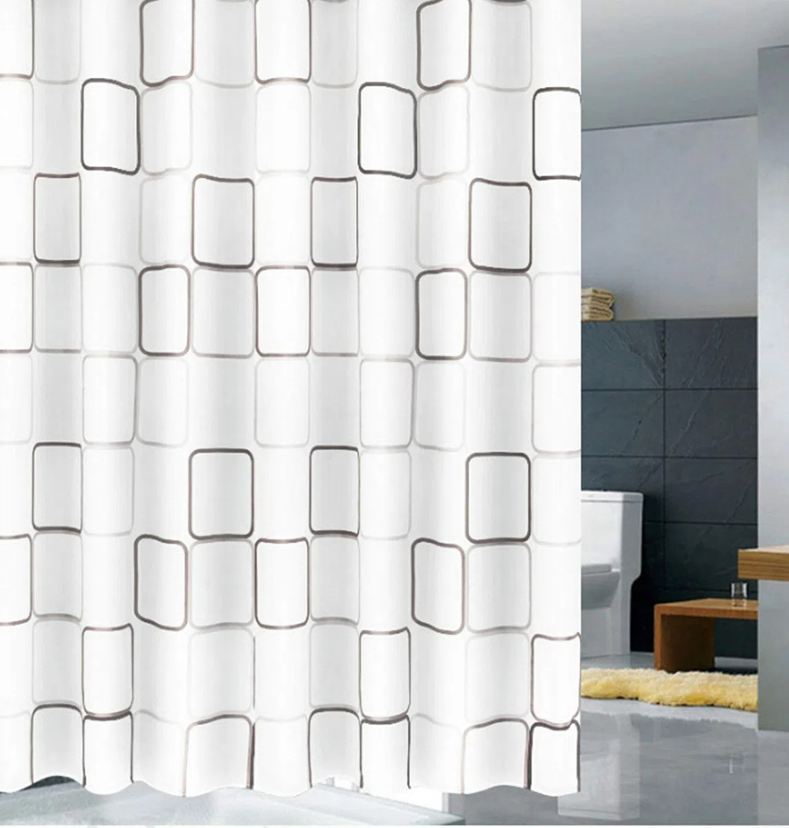 Gualiy Tende Doccia Poliestere, Minimalista Reticolo Tende Doccia Antimuffa Bianco Tende Doccia per Vasca 220x200cm