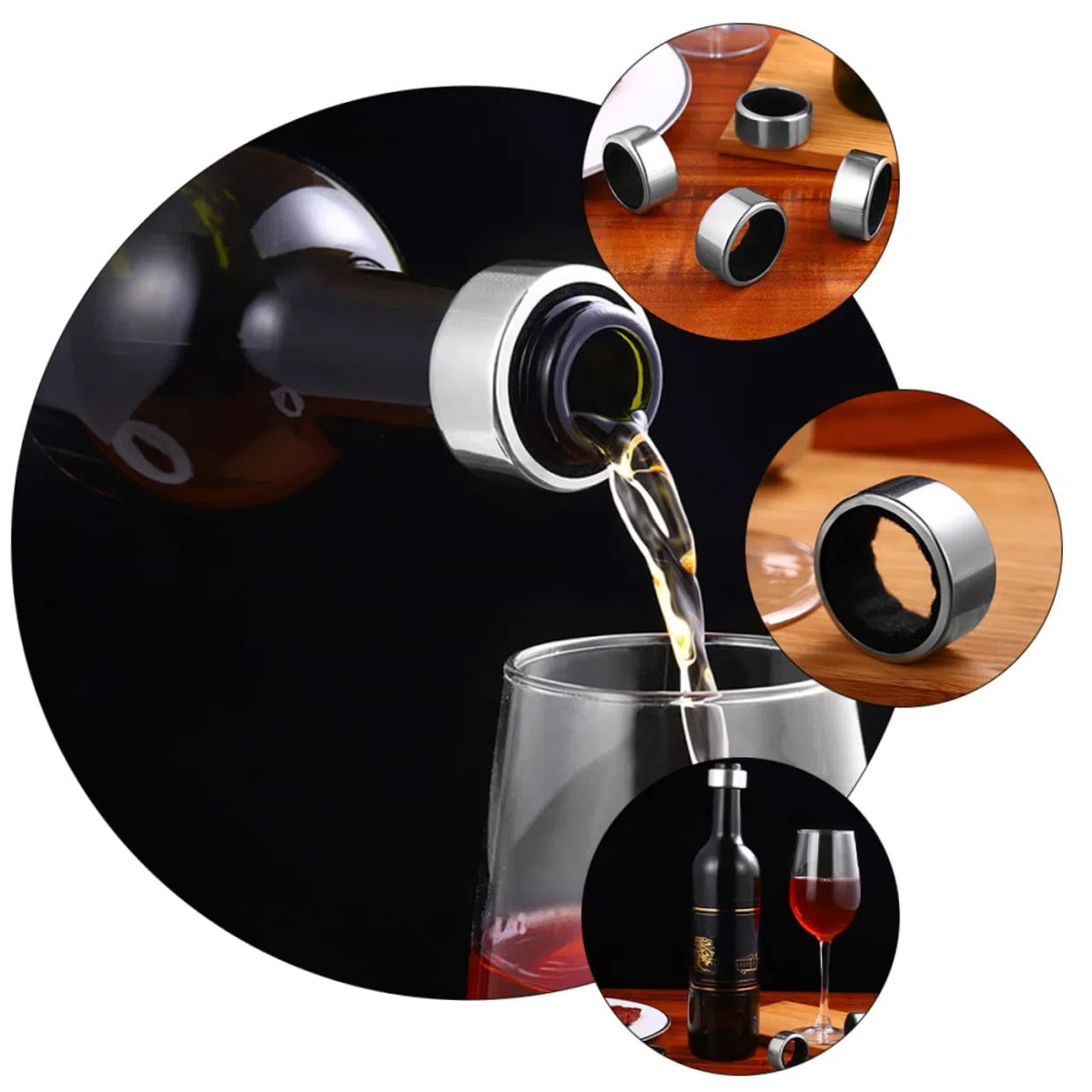 Ciieeo Anelli Salvagoccia per Bottiglie di Vino in Acciaio Inox 12 Pezzi Collare Antigoccia Staccabile Lavabile Accessorio per Casa Bar Ristorante