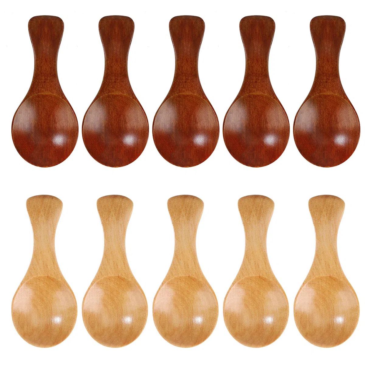Cucchiai da sale in legno con manico corto artigianale – per miele, caffè, cucina, tè, zucchero, sale, marmellata, senape, gelato (confezione da 10)
