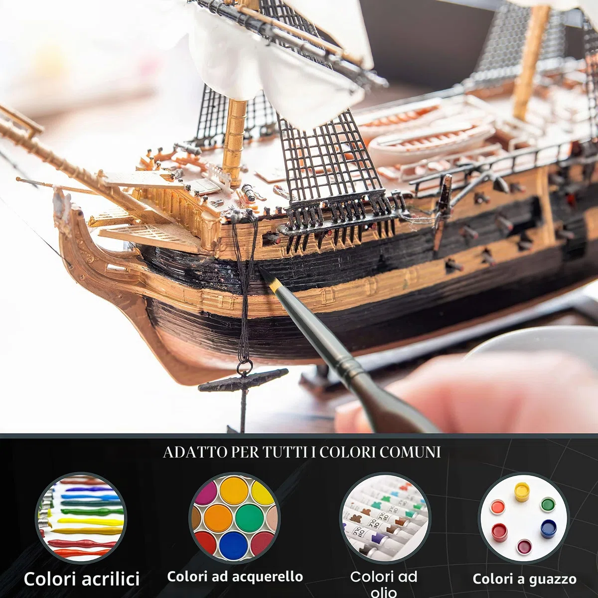 CreaTek - 5 pennelli extra fini per i dettagli [Massima precisione] Pennello per dettagli perfetti pittura acrilica, acquerello, olio | Il set di pennelli n.1 per la pittura nei pennelli da modellismo