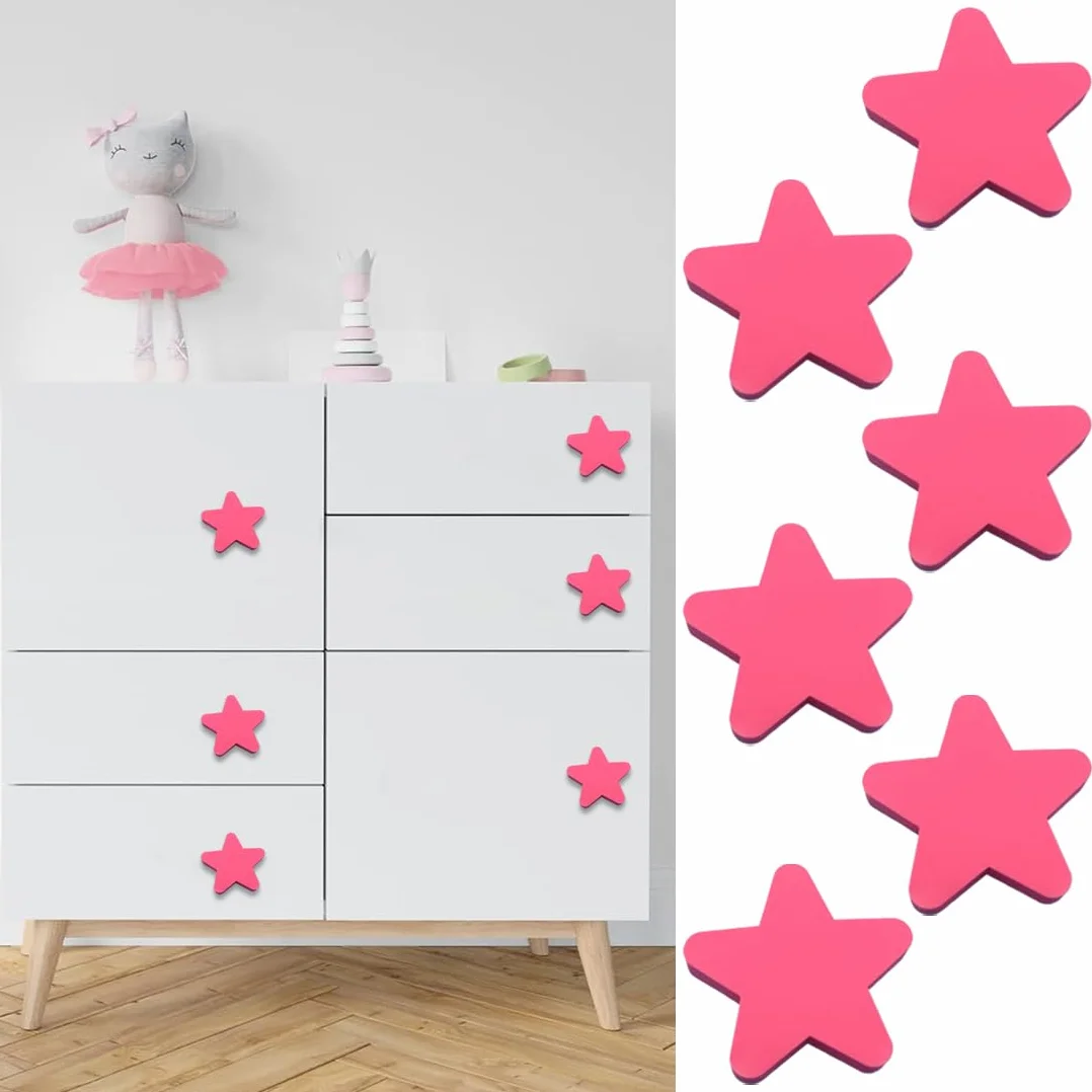 maniglie per mobili da cucina, 6 pezzi grande legno massiccio pomelli per bambini, consistenza stelle pomelli per cassetti, vicino alla decorazione della natura