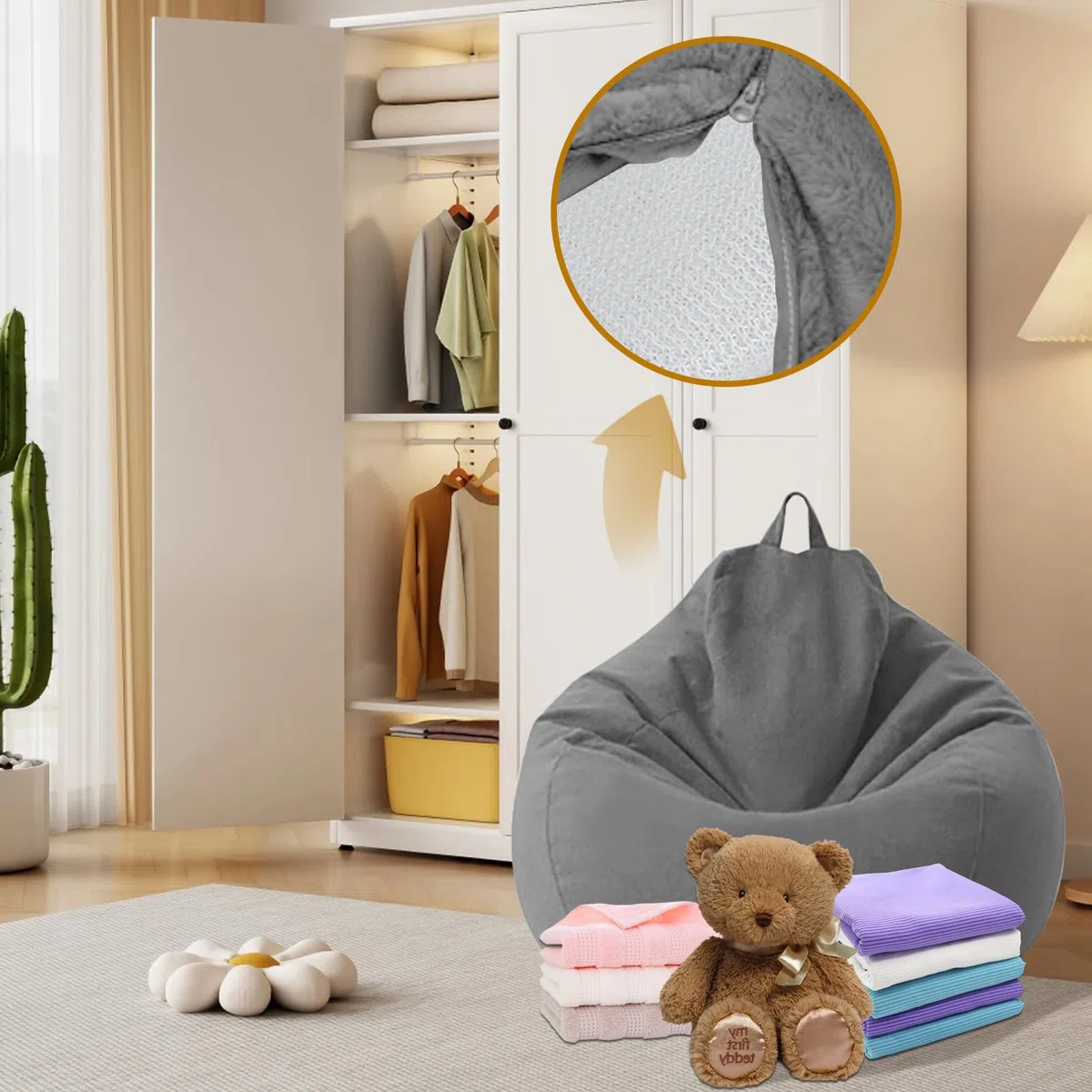 Fodera interna per pouf, solo rivestimento (senza imbottitura), per pouf, per pouf, di ricambio per pouf, rivestimento interno