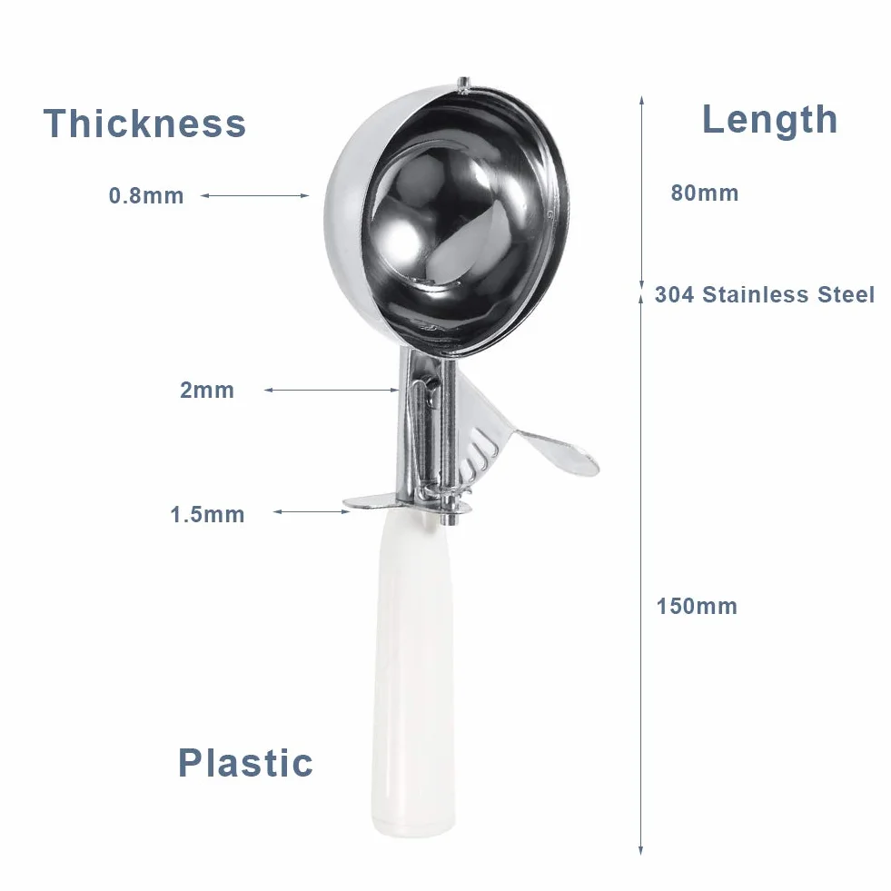 Yosoo Cucchiaio per gelato in acciaio inossidabile, cucchiai di frutta e verdura, strumento per gadget da cucina e caffè, 9 misure (dimensioni: 8 cm)