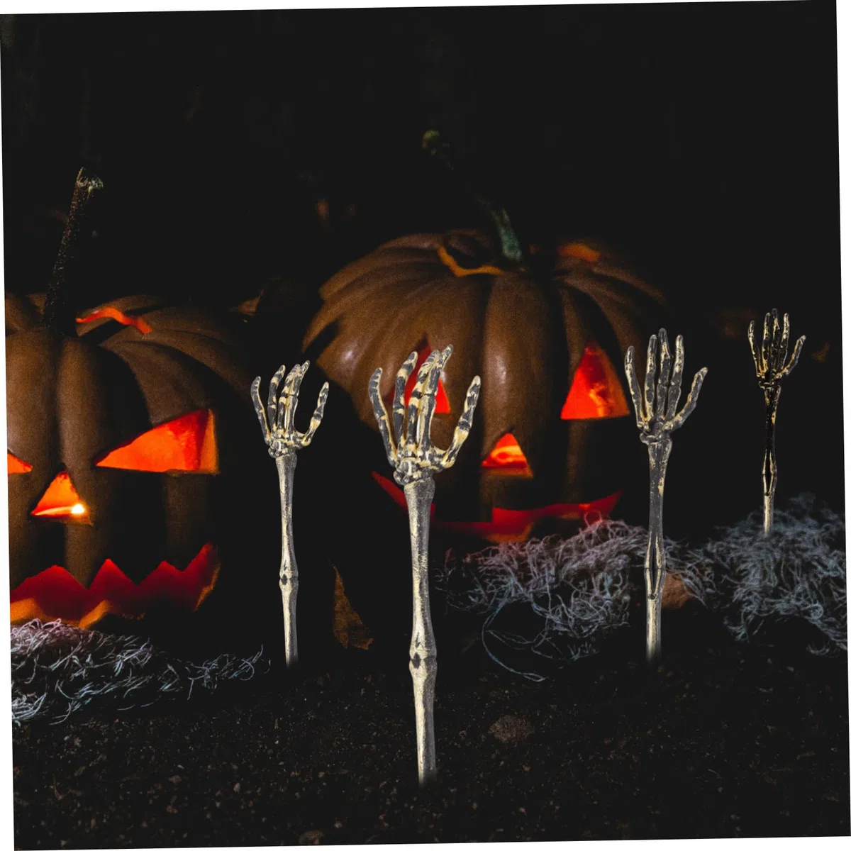 DOITOOL Decorazione di Halloween Braccio Scheletro in Plastica Oro per Giardino e Casa, Realistica e Luminescente per Atmosfera Spettrale in Famiglia o Cimitero