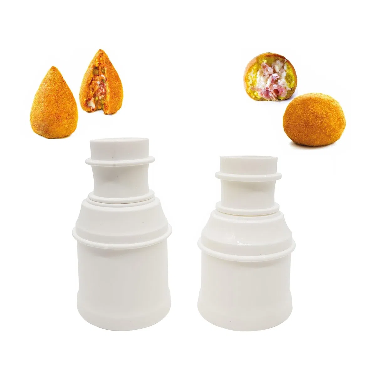 Set Stampi per Arancini di Riso in Plastica – Forma a Punta e Rotonda – Stampo per Arancine Siciliane Tradizionali per Casa e Uso Professionale