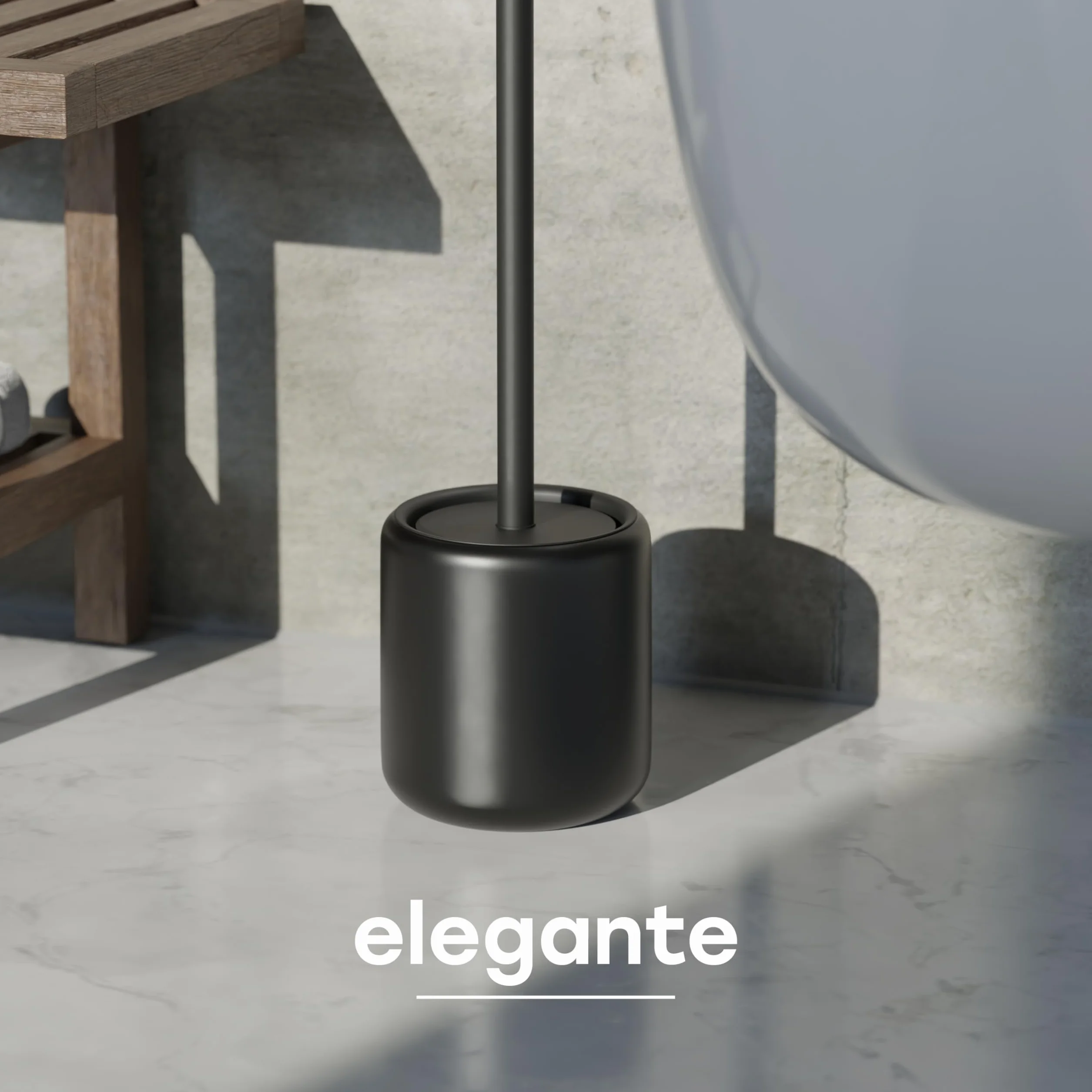 SAVEGA – Scopino WC Silicone Nero con Porta in Acciaio e Coperchio – Spazzola WC Moderna per Bagno