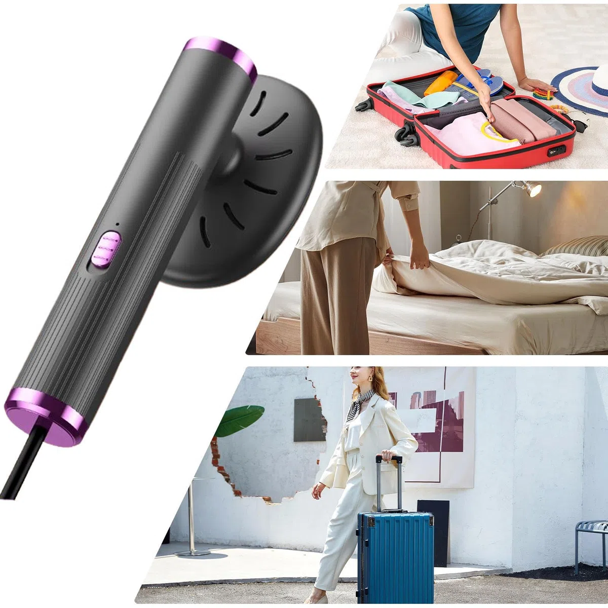 Vaporizzatore per indumenti, mini ferro da stiro a vapore 2 in 1, portatile, per vestiti, tende e camicie, macchina da stiro compatta da viaggio e dormitorio, per casa e viaggi di lavoro