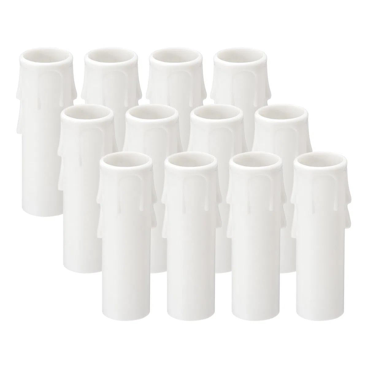 PATIKIL 12 manicotti alti per candelabri da 6,6 cm, in plastica, E12, per portalampada a goccia, per lampade a candela in cristallo, bianco