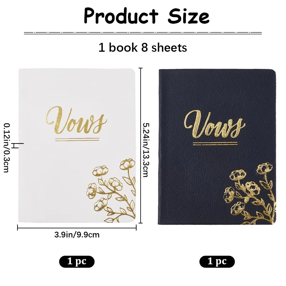 GORGECRAFT 2 pezzo Libri per Voti Nuziali In Pelle con Scritte In Lamina D'Oro e Fiori Libretti per Voti Nuziali Da 3.9x5.2 pollici Libri Degli Ospiti per Matrimoni Elementi Essenziali per La Cerimoni