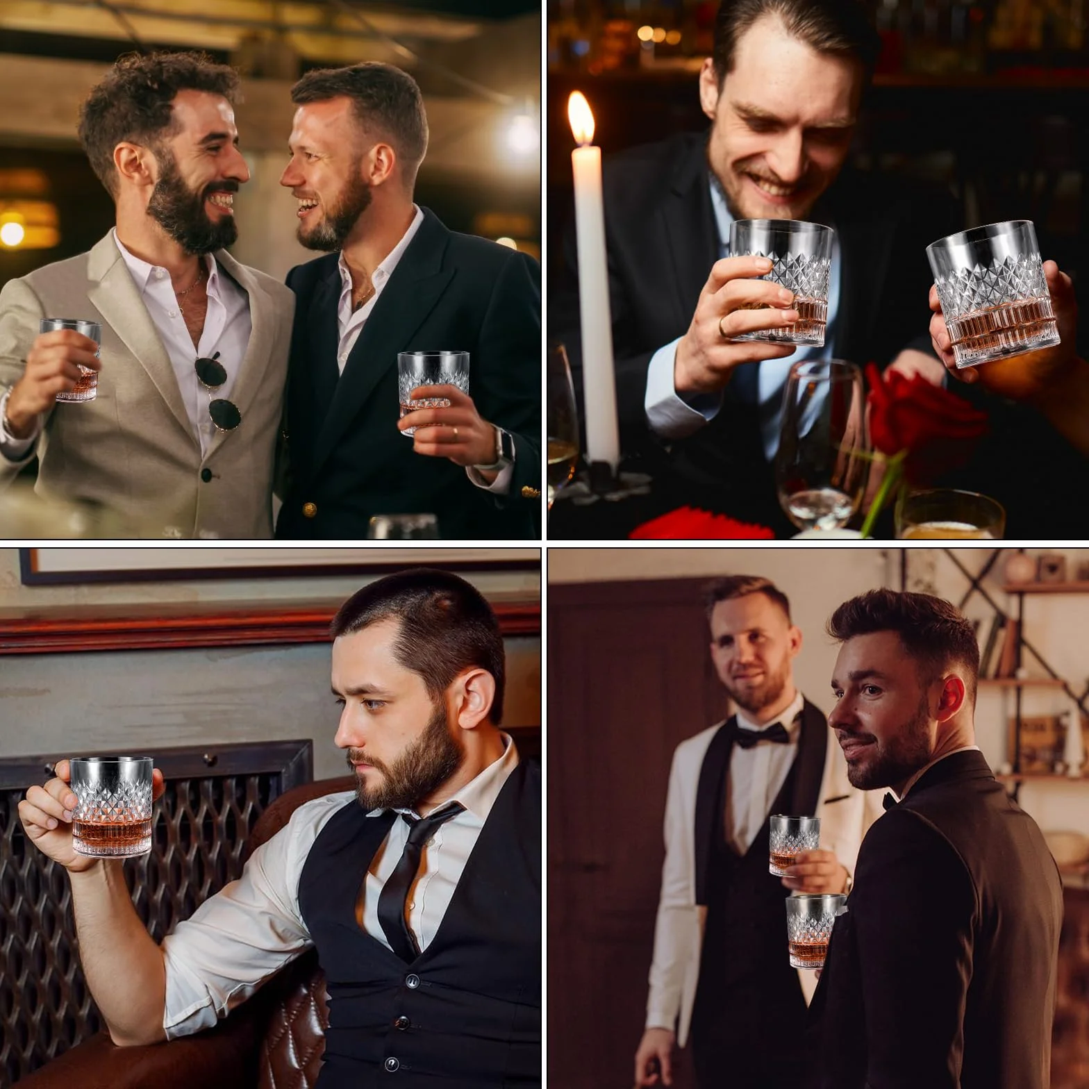 Royouzi Set 2 Bicchieri Whisky 300 Ml - Per Scotch, Brandy, Rum, Martini - Regalo Personalizzato Per Uomini, Compleanno e Amanti Del Whisky