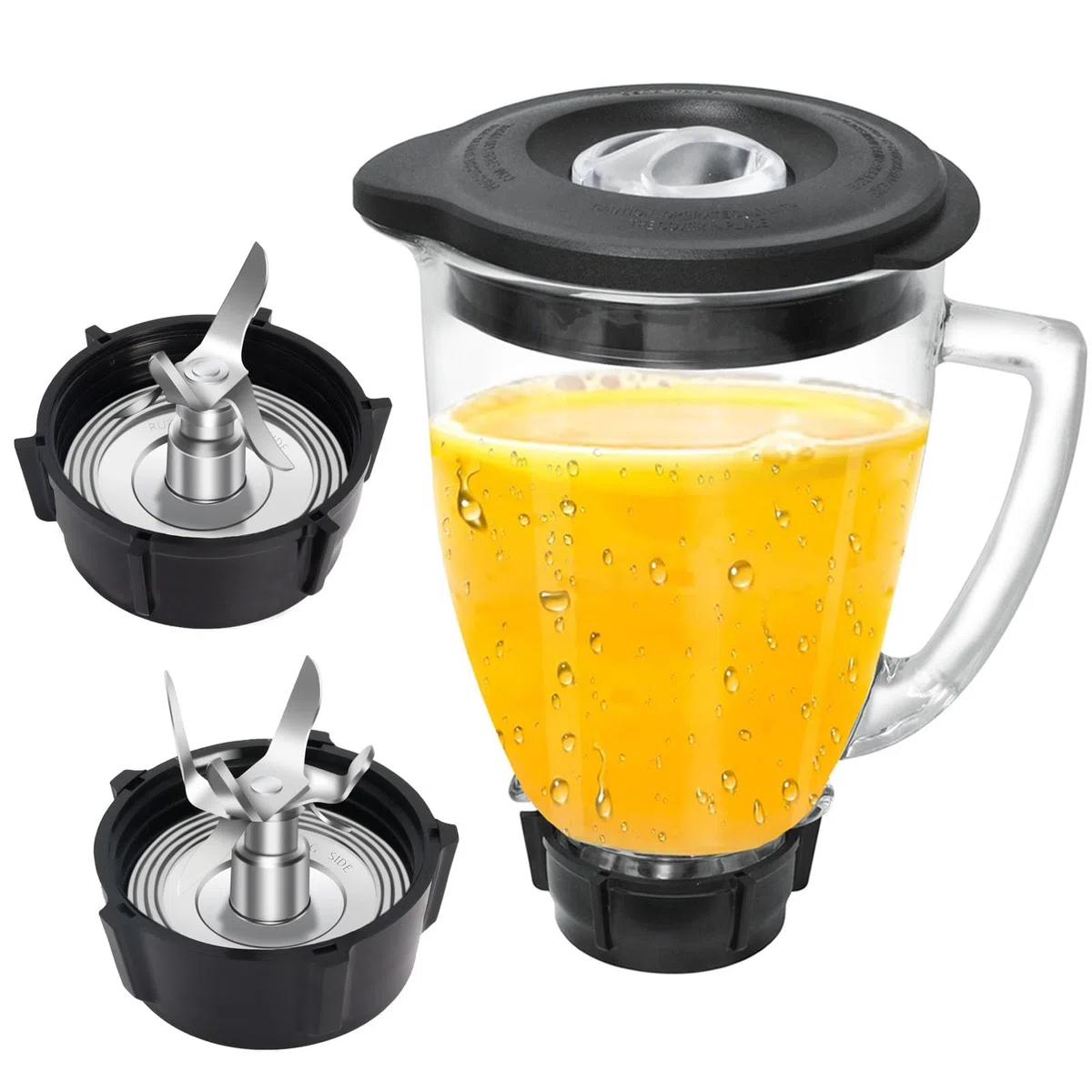 Vaso Di Ricambio Per Frullatore Compatibile Con Osterr Blender 6 Cup 1.25 Litre, Vaso De Licuadora Osterr 48 Ounce 12 Speed Round Glass Jar With Ice Blade, Bottom Cap Base, 8 - Piece Blender Kit