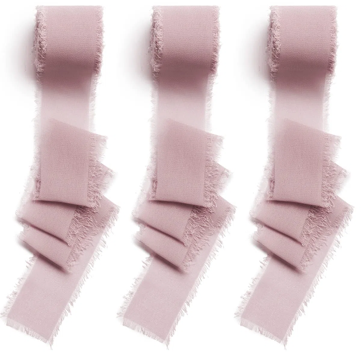 CHUQING 3 rotoli di nastro in chiffon rosa antico, nastro decorativo in chiffon per bouquet, confezione regalo, invito di nozze