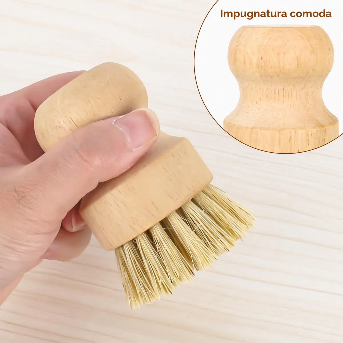2 spazzole per palmi in bambù con 2 ripiani di scarico, spazzola in legno, spazzola abrasiva per pentole, padelle, lavello della cucina, pulizia per lavare piatti, pentole, padelle e lavello