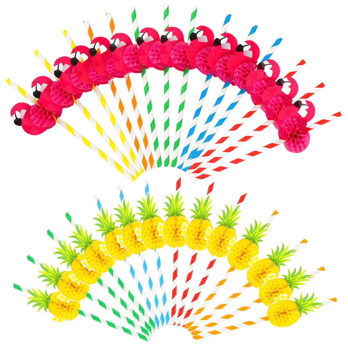 50 Pezzi 3D Cannucce di Carta Fenicottero e Ananas - Cannucce Cocktail per Hawaiian Luau Fiesta Compleanno Festa Parti Celebrazione di Matrimonio Decorazioni