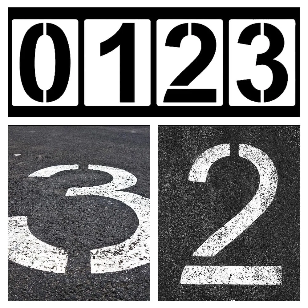 Stencil a forma di numeri grandi, 25 cm, riutilizzabili, in plastica, stencil con numeri da 0 a 9, per pittura, progetti artistici fai da te, decorazione (10 pezzi)