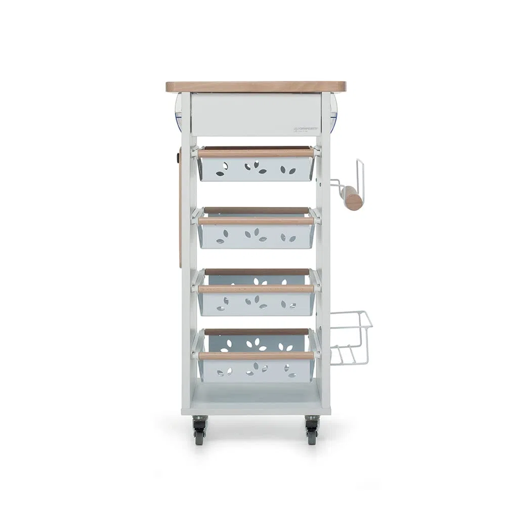 Foppapedretti Bistrot Carrello Cucina, Bianco naturale